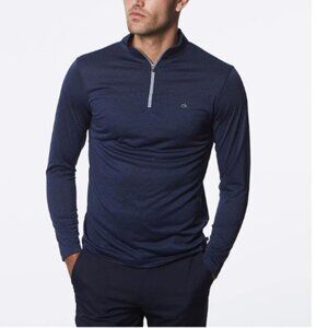 Calvin Klein Men's Harlem 1/4 Zip Technical CK Sweater, Navy Marl | Size XL